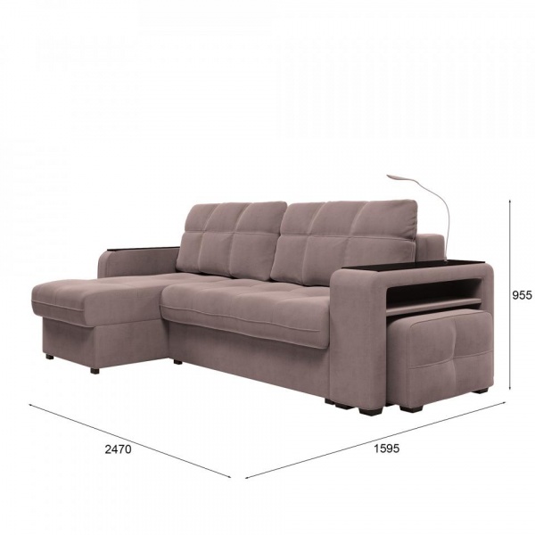 Диван угловой левый Киль-4 с пуфом Maxx 235