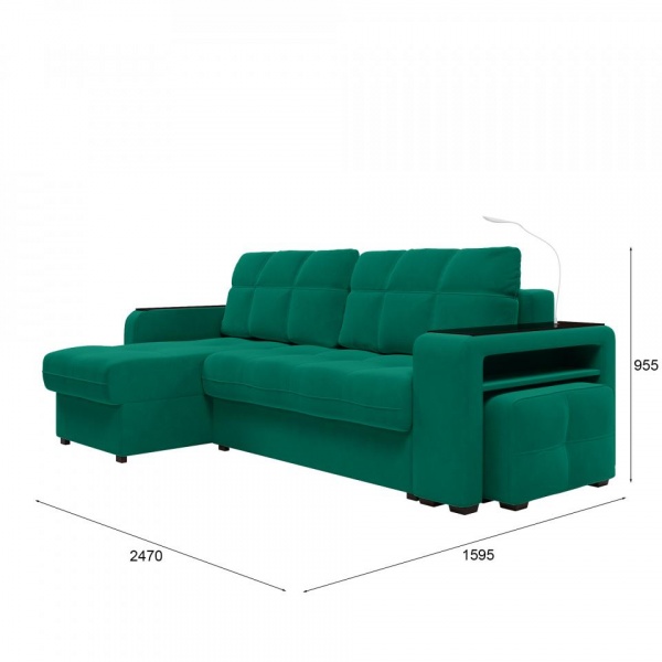 Диван угловой левый Киль-4 с пуфом Velutto 33