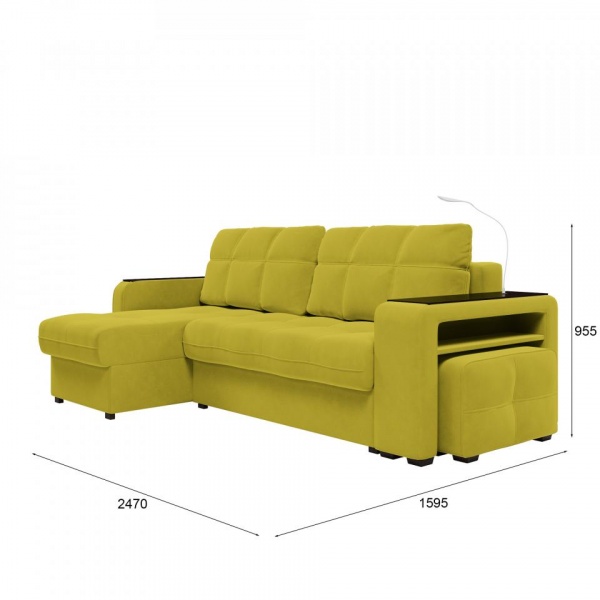 Диван угловой левый Киль-4 с пуфом Velutto 28