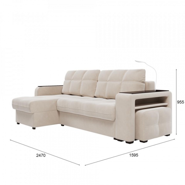 Диван угловой левый Киль-4 с пуфом Velutto 04