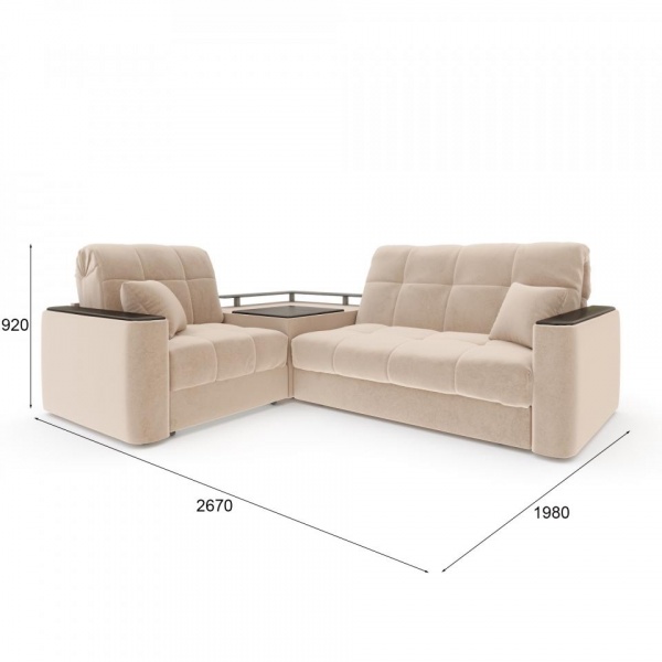 Диван угловой с баром Камелот 1,4 Velutto 04