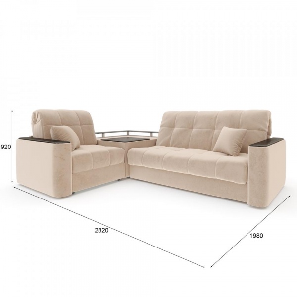 Диван угловой с баром Камелот 1,6 Velutto 04