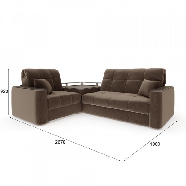 Диван угловой с баром Камелот 1,4 Velutto 23