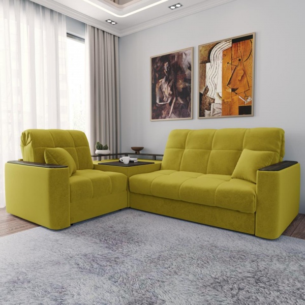 Диван угловой с баром Камелот 1,4 Velutto 28