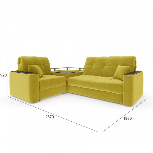 Диван угловой с баром Камелот 1,4 Velutto 28