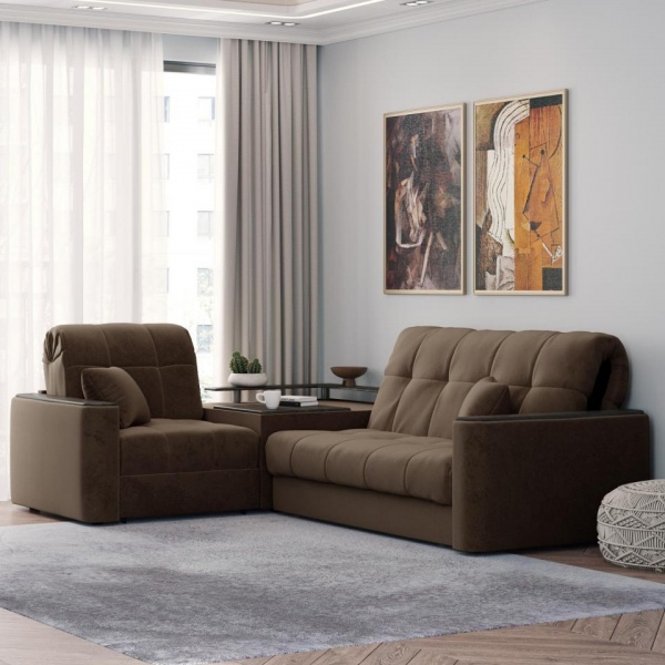 Диван угловой с баром Камелот 1,6 Velutto 23