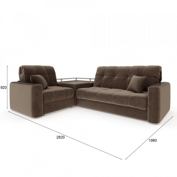 Диван угловой с баром Камелот 1,6 Velutto 23