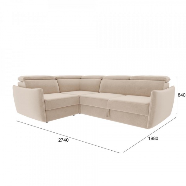 Диван угловой левый Торонто Velutto 04 Вариант 2