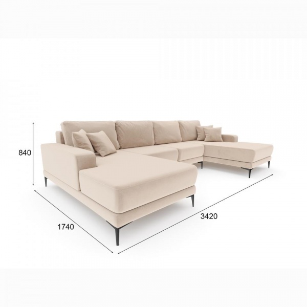 Диван угловой П-образный Мемфис Velutto 04