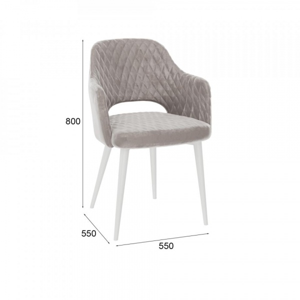 Стул с подлокотниками Вильям Ромб Белый / Barkhat-M 25