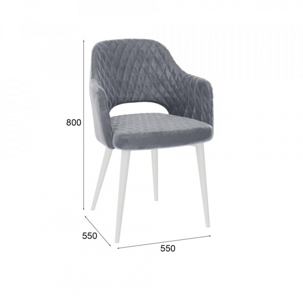 Стул с подлокотниками Вильям Ромб Белый / Barkhat-M 27