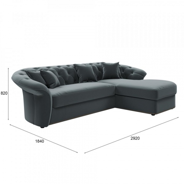 Диван угловой правый Гермес Velutto 53