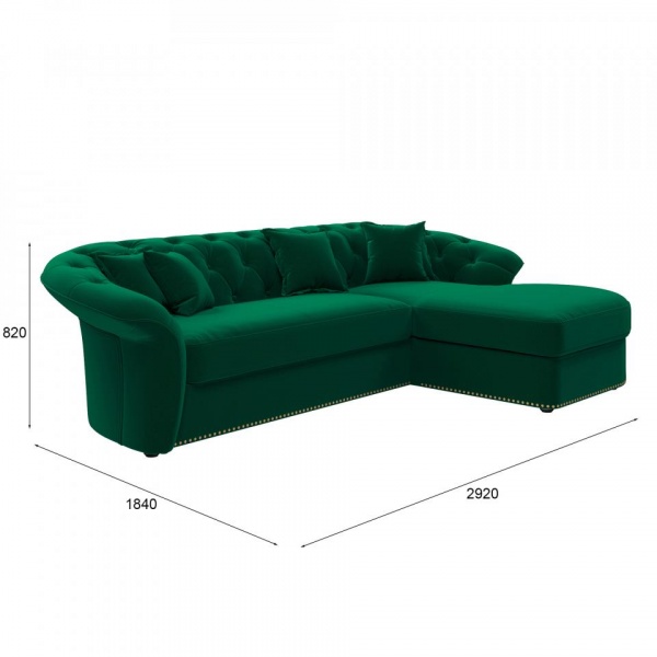 Диван угловой правый Гермес Velutto 33