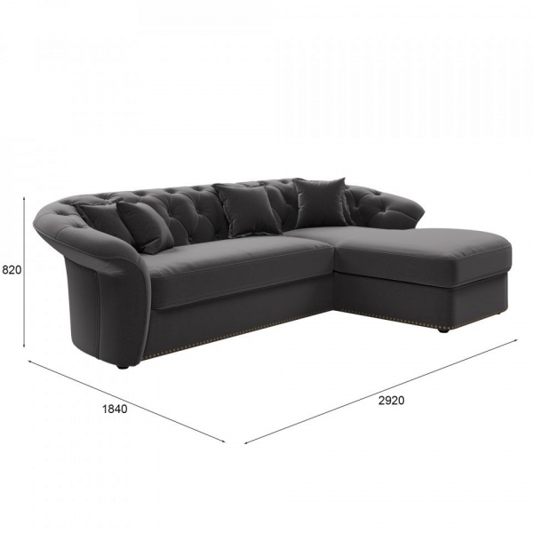 Диван угловой правый Гермес Velutto 32