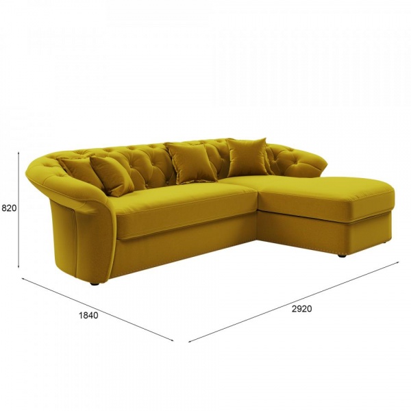 Диван угловой правый Гермес Velutto 28