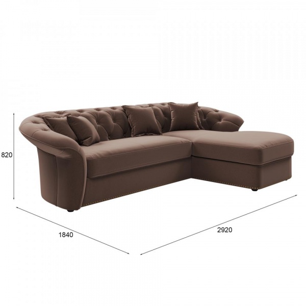 Диван угловой правый Гермес Velutto 22