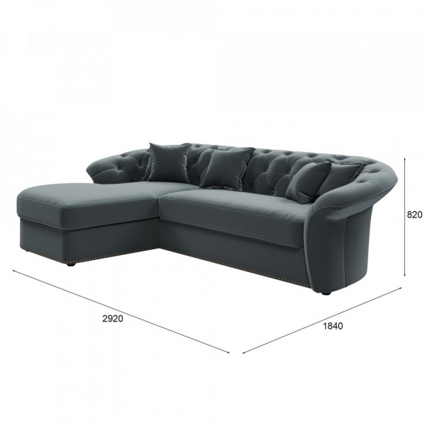 Диван угловой левый Гермес Velutto 53