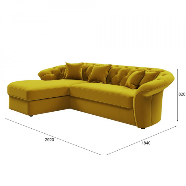 Диван угловой левый Гермес Velutto 28