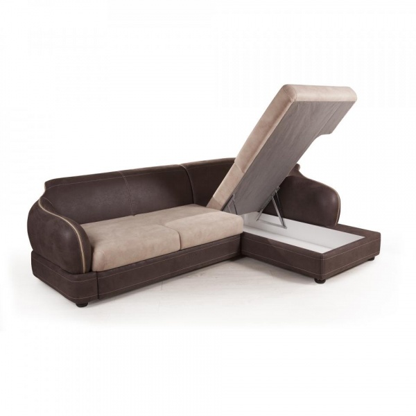 Диван угловой правый Неаполь Tesoro темно-коричневый (эз) / Chiaro 20
