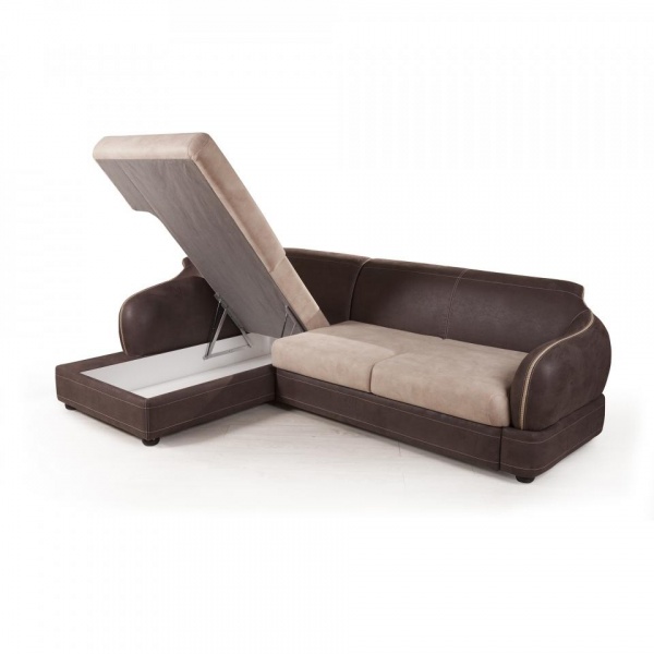 Диван угловой левый Неаполь Tesoro темно-коричневый (эз) / Chiaro 20