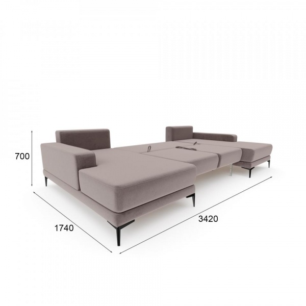 Диван угловой П-образный Мемфис Velutto 08