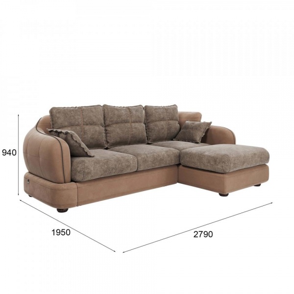 Диван угловой правый Неаполь Tesoro латте (эз) / Feleсita Taupe 13