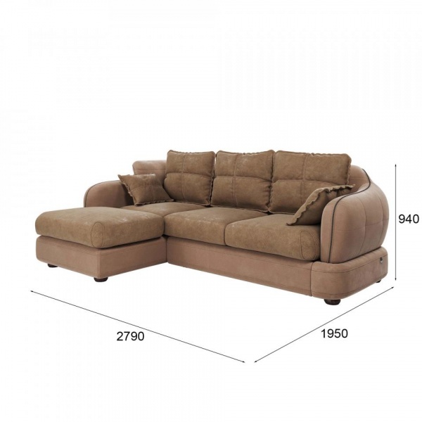 Диван угловой левый Неаполь Tesoro латте (эз) / Felicita Light brown 11