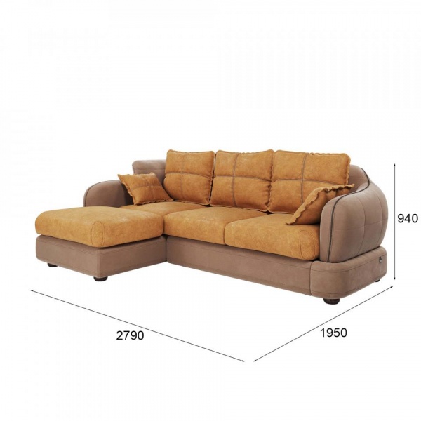 Диван угловой левый Неаполь Tesoro латте (эз) / Feleсita Camel 5