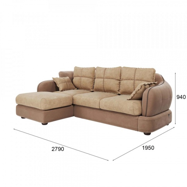 Диван угловой левый Неаполь Tesoro латте (эз) / Feleсita Latte 03