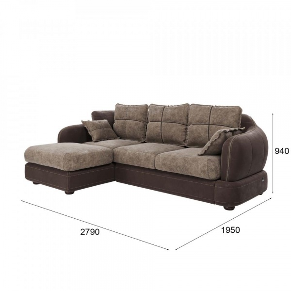 Диван угловой левый Неаполь Tesoro темно-коричневый (эз) / Feleсita Taupe 13