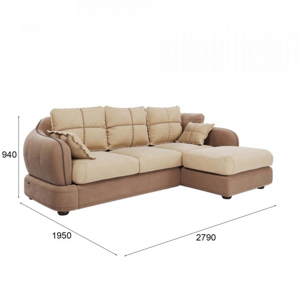 Диван угловой правый Неаполь Tesoro латте (эз) / Chiaro 20