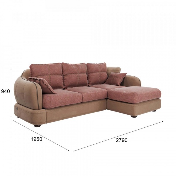 Диван угловой правый Неаполь Tesoro латте (эз) / Chiaro 13