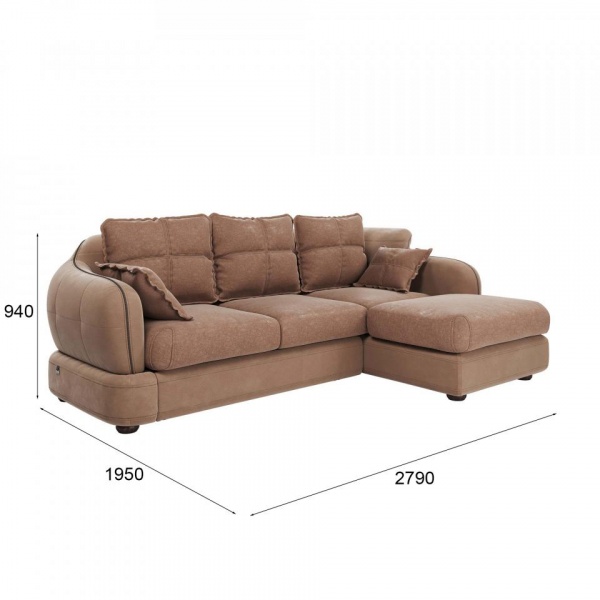 Диван угловой правый Неаполь Tesoro латте (эз) / Chiaro 4