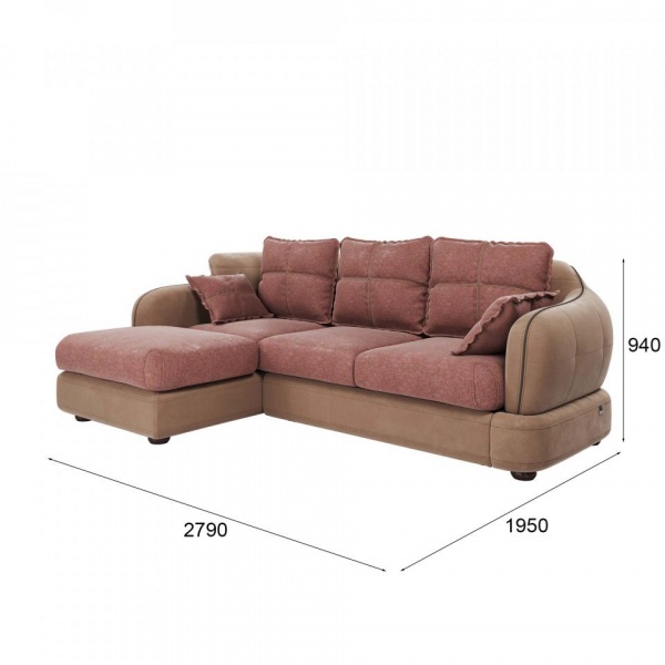 Диван угловой левый Неаполь Tesoro латте (эз) / Chiaro 13