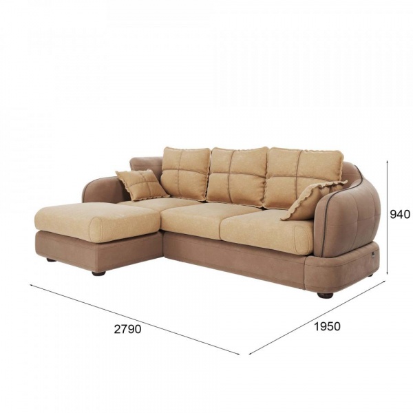 Диван угловой левый Неаполь Tesoro латте (эз) / Chiaro 1