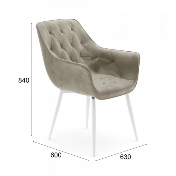 Стул поворотный Алан 90° Белый / Barkhat-M 25